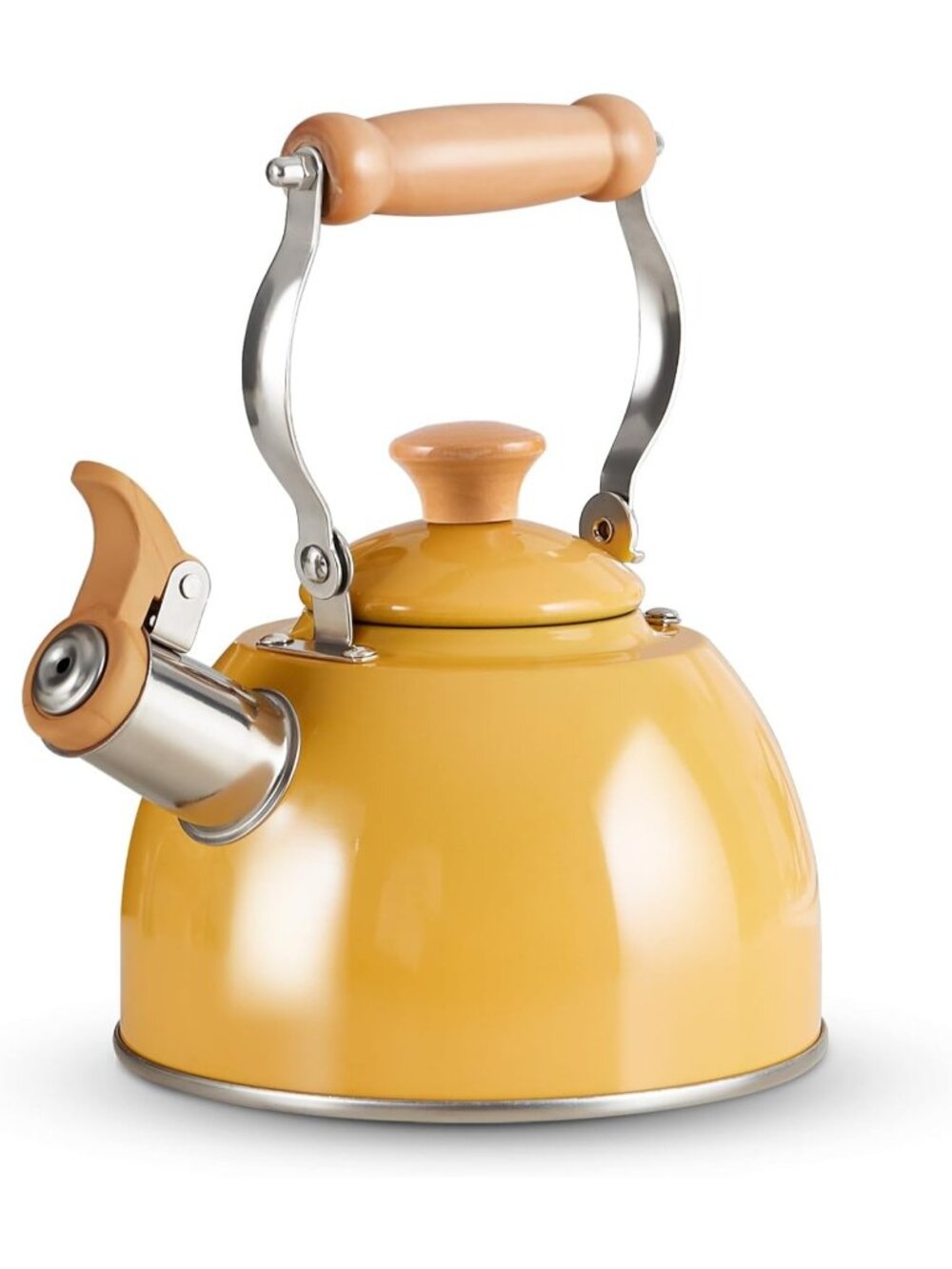 ROCKURWOK 1.6 Quart Yellow Whistling Tea Kettle Stainless Steel Stovetop Tea Pot